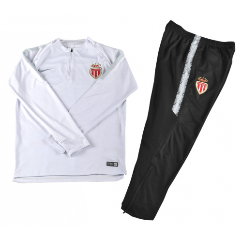 Kids AS Monaco FC 18/19 Sweat Top Tracksuit White With Pants